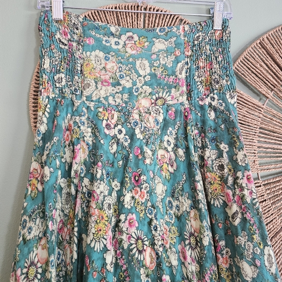 Natural Life "Feelin' Alive" Convertible Midi Skirt Or Dress - Turquoise Floral - Picture 6 of 9